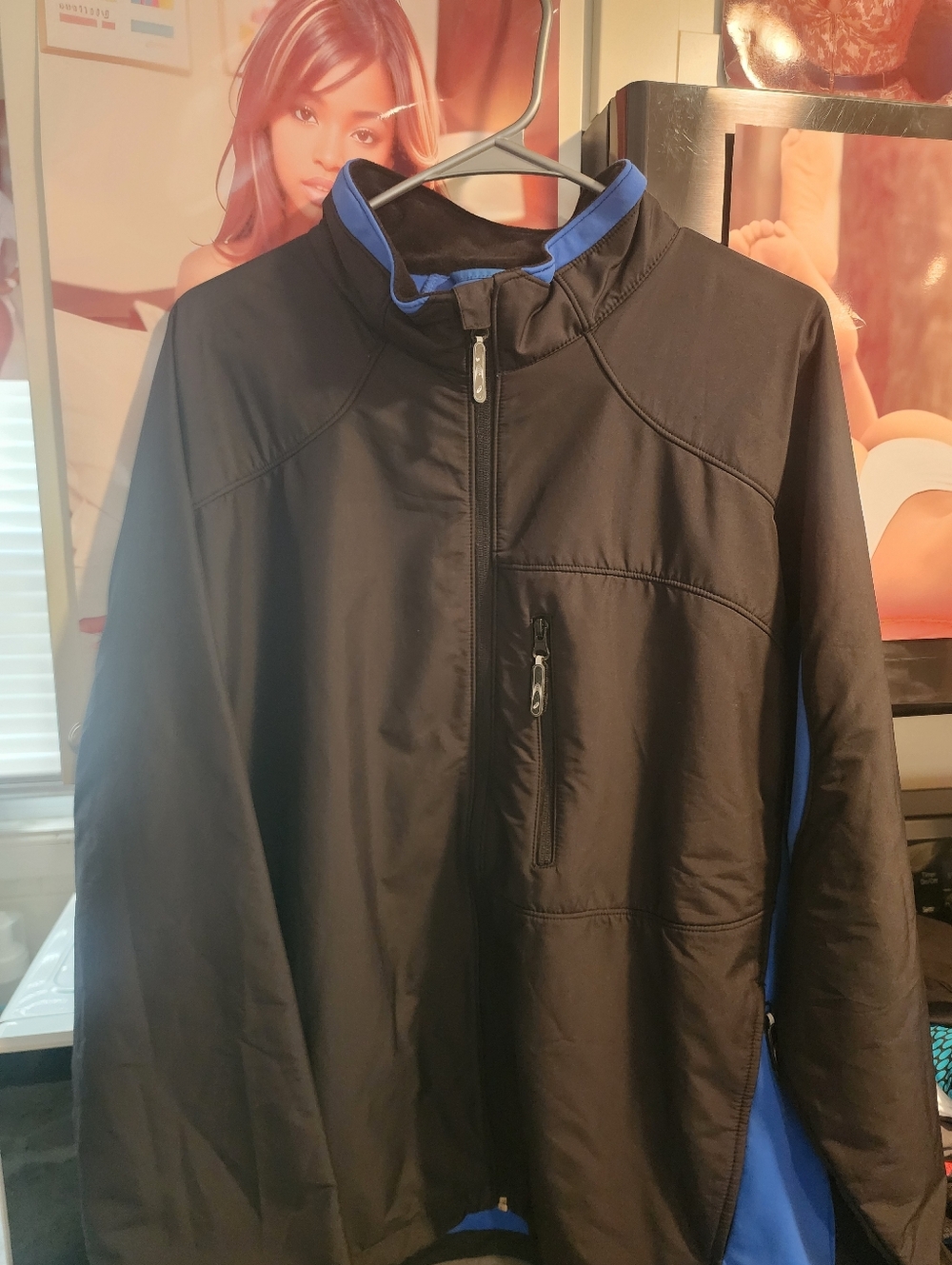 Men's Asics Black & Blue Lightweight Softshell Jacket